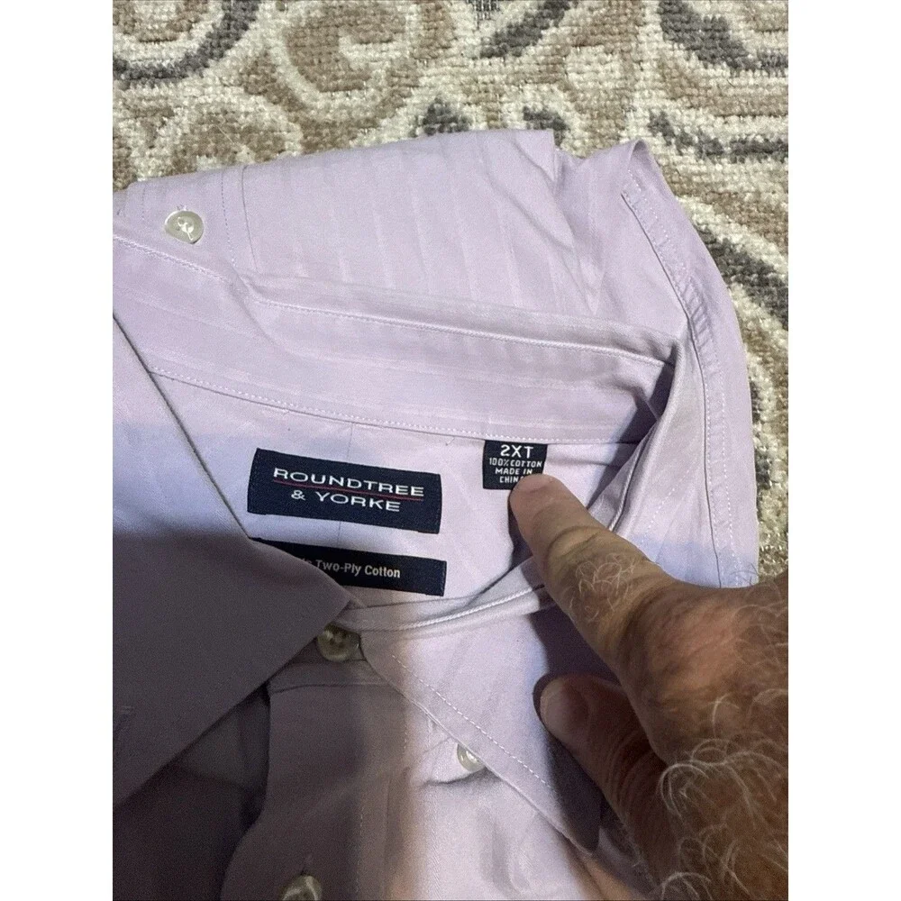 men's roundtree and yorke Light Purple 2Xt Button Up Shirt